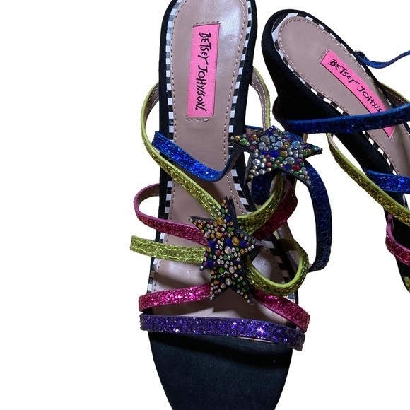 Betsey Johnson multicolored caged glitter star 4” heels. Size 8M. NWOT - Picture 6 of 6